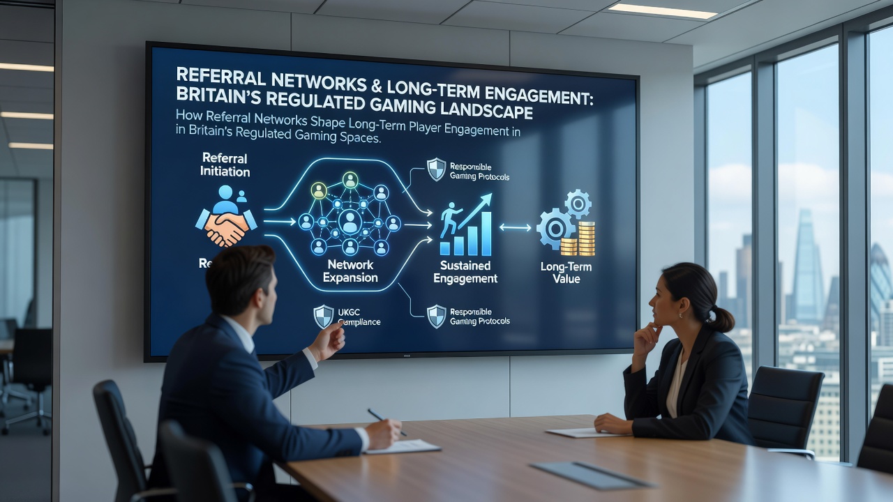 Graph showing player retention trends linked to referral participation in regulated markets